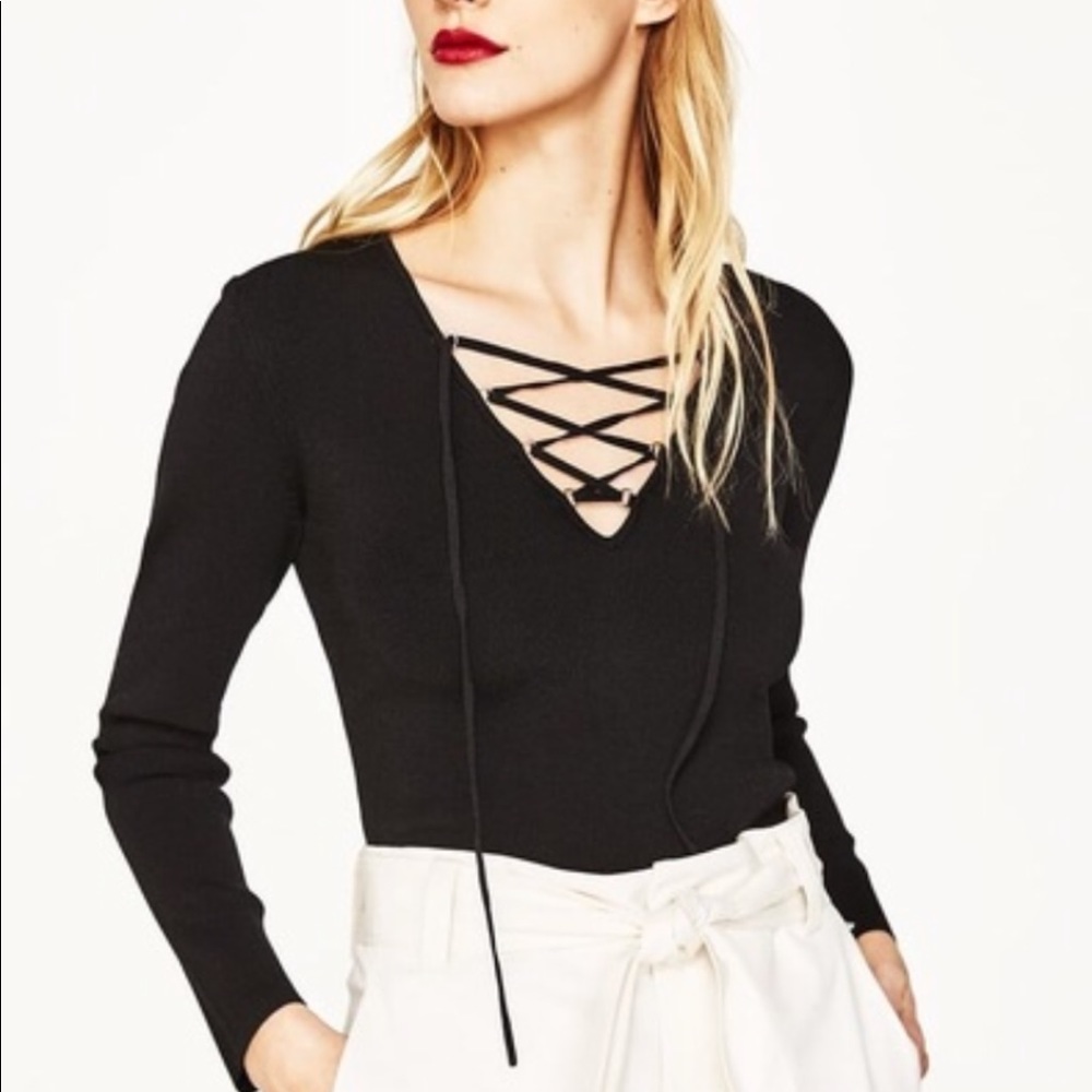 *NWT* Zara Lace up Sweater